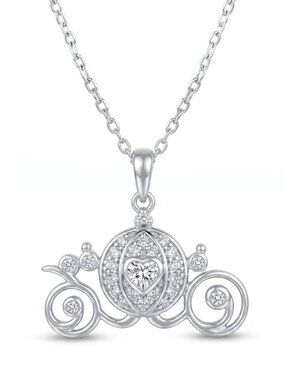 Pumpkin Carriage Necklace, 925 Sterling Silver, Charmed Aroma Cinderella